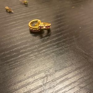 925 silver/ gold plated purple gemstone studded earrings